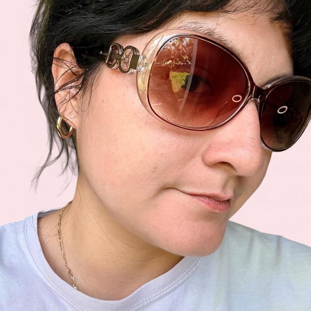 Vintage y2k brown gradient oval
